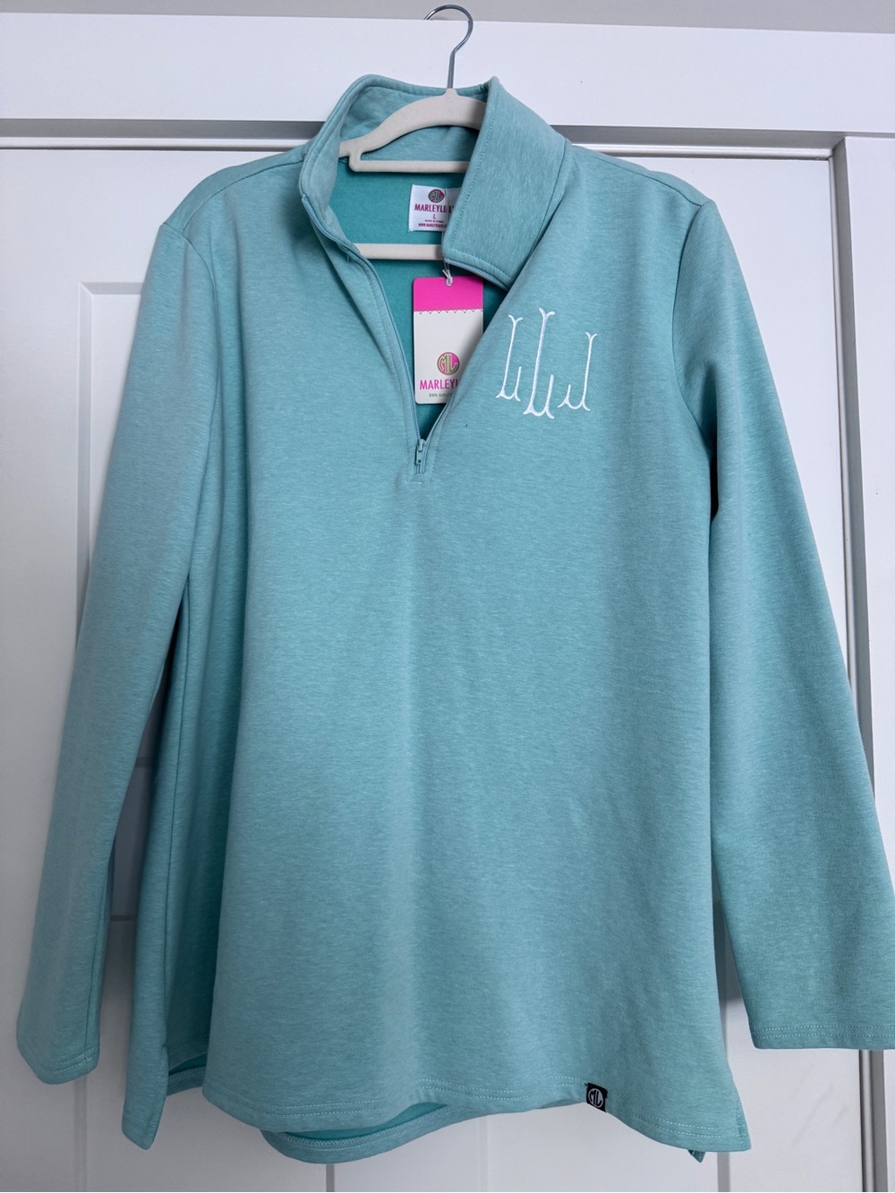 Marley Lilly Girls' Seafoam Quarter-Zip Pullover